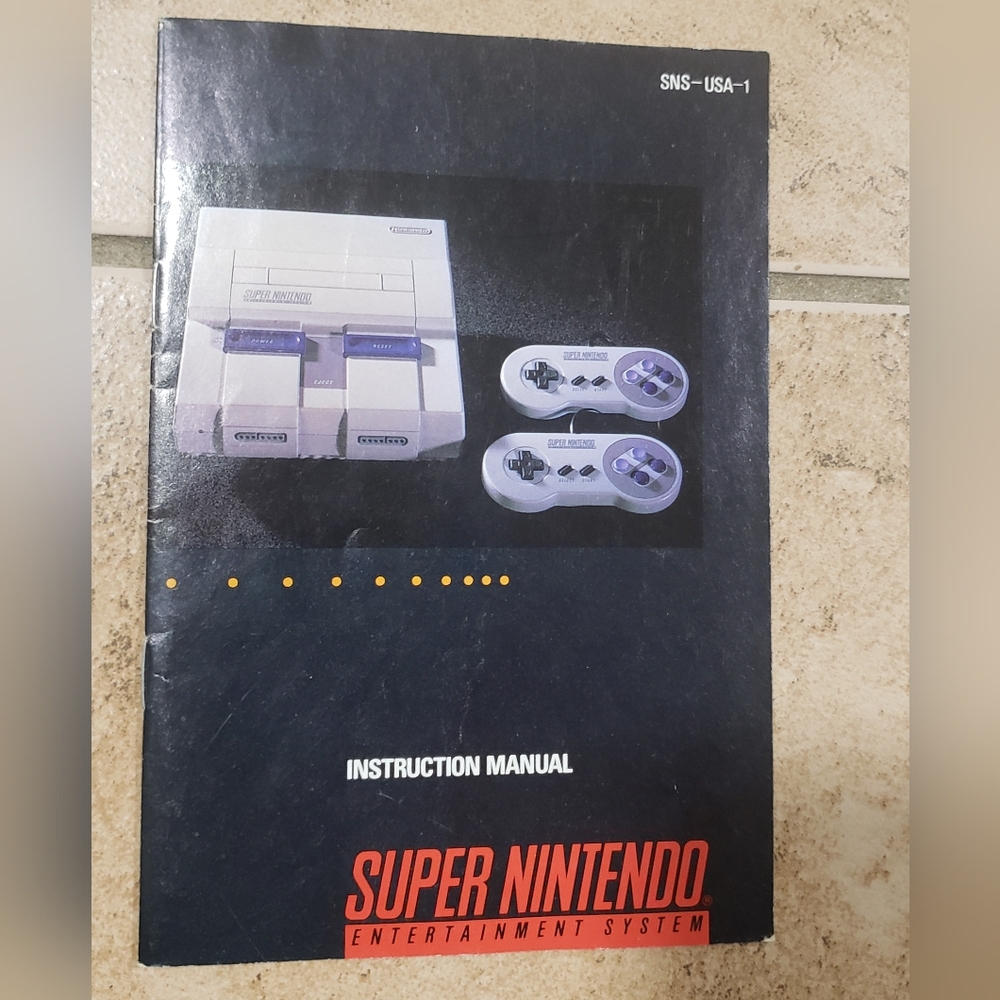 SNES Console 2 Controllers Super Nintendo Instruction (Manual Only) Authentic